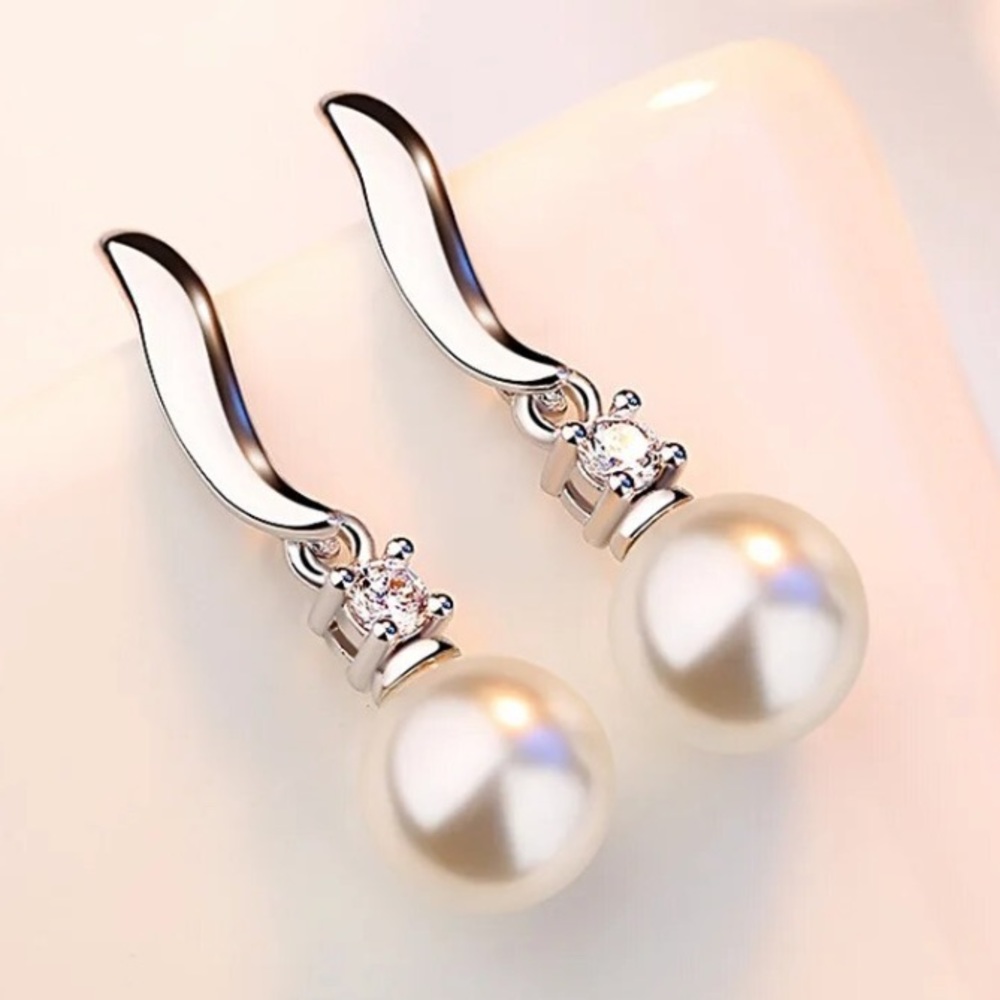 ๐ซ Sterling Silver 925 Pearl Drop Earrings - Picture 3 of 4